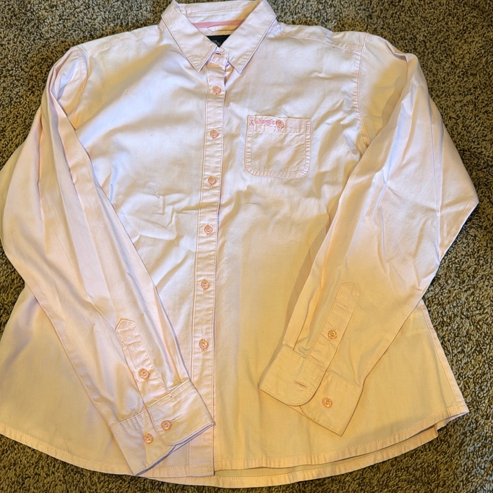 Baby Pink Button Up Wrangler Shirt